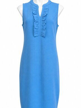 NEW small blue sleeveless dress. Ruffled v-neck. Casual Dressy Wedding Ballroom